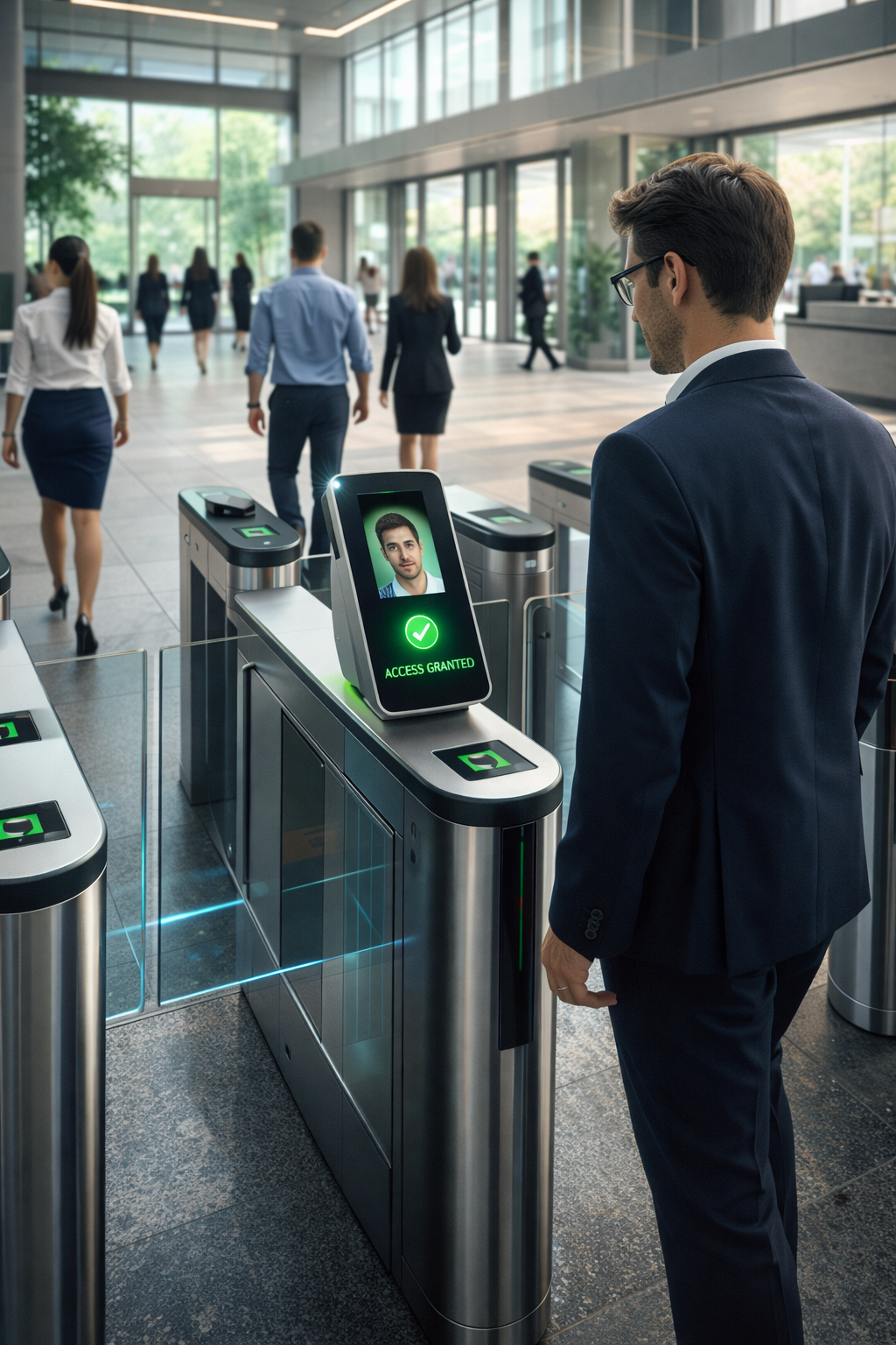 Face ID based office entry gate with access granted