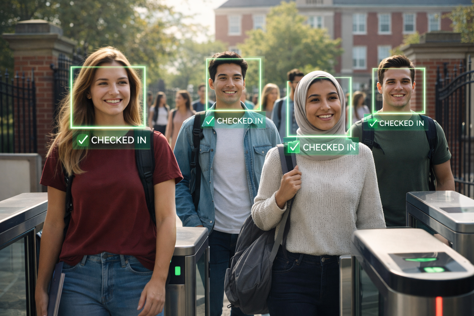 Students checked in through face recognition